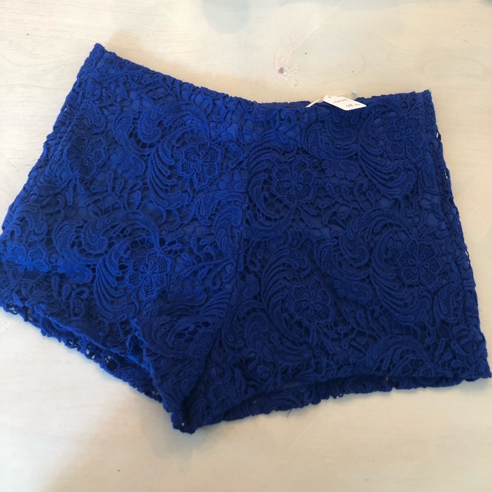 Royal blue crochet shorts